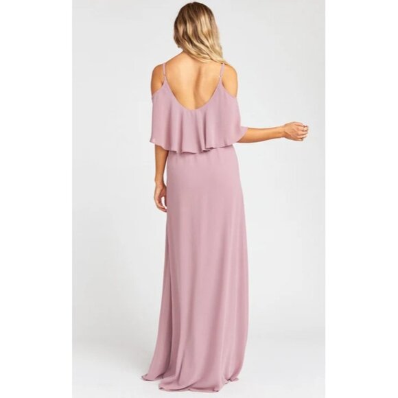 Show Me Your MuMu Caitlin Ruffle Maxi Dress Antique Rose Chiffon Boho Whimsy Fes - Picture 6 of 14